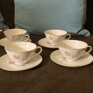 Wentworth fine china set of 4 tea cups and saucers